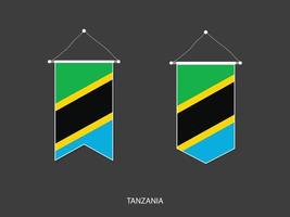 tanzania flagga i olika form, fotboll flagga vimpel vektor ,vektor illustration.