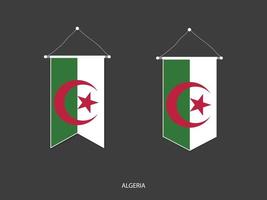 Algerien-Flagge in verschiedenen Formen, Fußballfahnen-Wimpelvektor, Vektorillustration. vektor