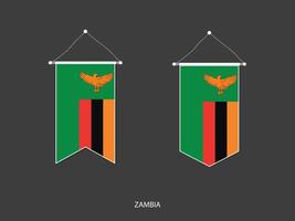 Sambia-Flagge in verschiedenen Formen, Fußballfahnen-Wimpelvektor, Vektorillustration. vektor