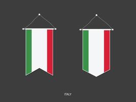 italien-flagge in verschiedenen form, fußballfahnenwimpelvektor, vektorillustration. vektor