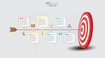 Ziel mit sechs Schritten zu Ihrem Ziel Infografik-Vorlage für Web, Business, Präsentationen. vektor