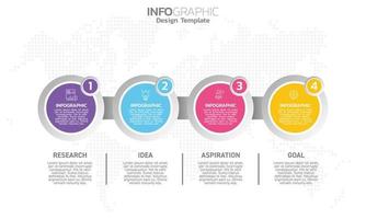 Business-Infografik 4 Schritte zum Erfolg mit Inspiration und Ziel der Forschungsidee. vektor