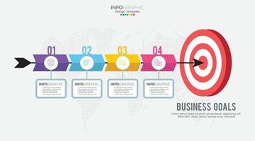 Ziel mit vier Schritten zu Ihrem Ziel Infografik-Vorlage für Web, Business, Präsentationen. vektor