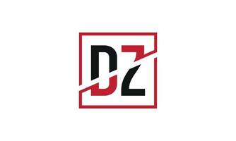 dz-Logo-Design. anfängliches dz-Buchstaben-Logo-Monogramm-Design in schwarzer und roter Farbe mit quadratischer Form. Pro-Vektor vektor