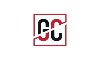 GC-Logo-Design. anfängliches GC-Buchstaben-Logo-Monogramm-Design in schwarzer und roter Farbe mit quadratischer Form. Pro-Vektor vektor