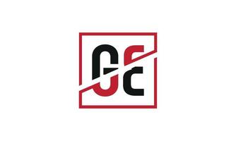 ge-Logo-Design. Anfangsbuchstabe-Logo-Monogramm-Design in schwarz und rot mit quadratischer Form. Pro-Vektor vektor