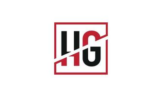 hg-Logo-Design. anfängliches hg-Buchstaben-Logo-Monogramm-Design in schwarzer und roter Farbe mit quadratischer Form. Pro-Vektor vektor