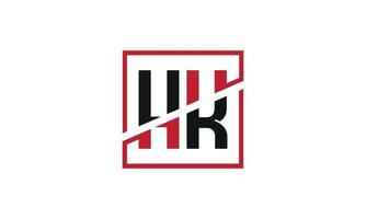 hk-Logo-Design. Initiales hk-Buchstaben-Logo-Monogramm-Design in schwarzer und roter Farbe mit quadratischer Form. Pro-Vektor vektor