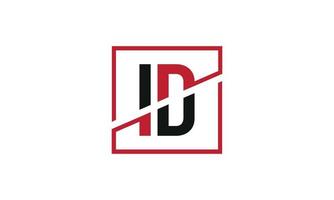 ID-Logo-Design. Anfangs-ID-Buchstaben-Logo-Monogramm-Design in schwarzer und roter Farbe mit quadratischer Form. Pro-Vektor vektor