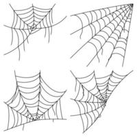 Satz von Spinnennetz mit Hut isoliert auf weißem Hintergrund vektor