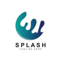 Splash-Logo, Wasserwellensymbol, Blasenvektor, Wasserlogokunst, Vorlagenillustration vektor