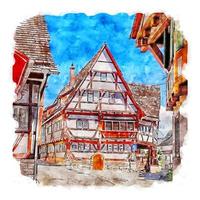 sindelfingen deutschland aquarell skizze handgezeichnete illustration vektor