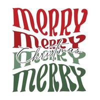 frohe weihnachten zitat typografie retro-schriftzug. Vektor-Illustration isoliert auf weißem Hintergrund. quadratische Weihnachtsgrußkarte. vektor