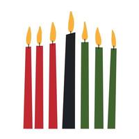 kwanzaa-clipart - sieben lange kinara-kerzen - rot, schwarz, grün. niedliche einfache Cliparts für afroamerikanische Kwanzaa-Feierlichkeiten vektor