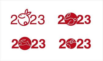 frohes neues jahr 2023, neues mondjahr, kaninchen, logo einfaches flaches design vektor