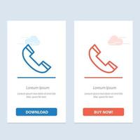 anrufen kontakt telefon telefon blau und rot herunterladen und jetzt kaufen web-widget-kartenvorlage vektor
