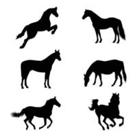 häst svart silhuetter samling. vektor illustration