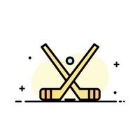 emblem hockey eisstock sticks business flache linie gefüllt symbol vektor banner vorlage