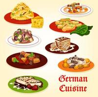 tysk kök ikon av bavarian middag med kaka vektor