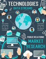 teknik data strömmar vektor digital affisch