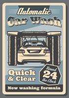 bil tvätta service retro affisch för garage design vektor