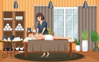 Frau bekommt Massage im Spa vektor