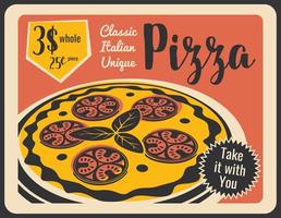 Vektor-Pizza-Retro-Plakat für Pizzeria-Restaurant vektor