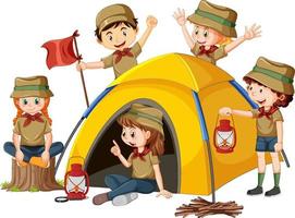 glückliche Kinder im Campingzelt vektor
