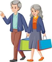 Glückliches älteres Paar beim Einkaufen vektor