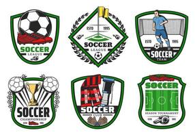 fotboll eller fotboll sport liga mästerskap märka vektor