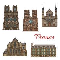 Frankrike resa landmärken vektor byggnader ikoner