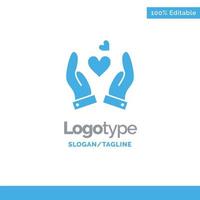 hand, liebe, herz, hochzeit, blau, fest, logo, schablone, platz, für, tagline vektor