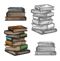 Buchstapelskizze für Bildung, Literaturdesign vektor