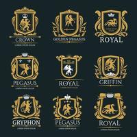 heraldisk kunglig djur vektor isolerat ikoner