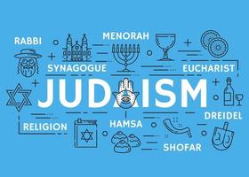 Vektorplakat der religiösen Liniensymbole des Judentums vektor