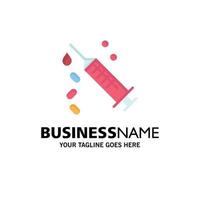 Injektionsspritze Impfstoff Behandlung Business Logo Vorlage flache Farbe vektor