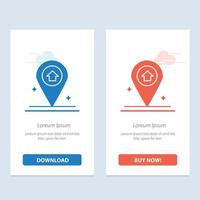 Karte Navigation Haus blau und rot herunterladen und jetzt kaufen Web-Widget-Kartenvorlage vektor