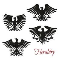 heraldisches schwarzes adler-, falken- oder falkenvogelsymbol vektor