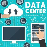 Vektor-Internet-Nachrichten-Poster zum digitalen Datenaustausch vektor