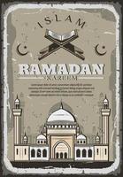 ramadan kareem islam urlaub vintage grußkarte vektor