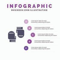 boxning handske handskar skyddande fast ikon infographics 5 steg presentation bakgrund vektor