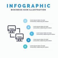 Computernetzwerk Computer blau Infografiken Vorlage 5 Schritte Vektorlinie Symbolvorlage vektor