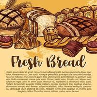 vektor bröd skiss affisch för bageri affär