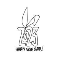 2023 Jahr mit Hasenohren-Vektorillustration. Frohes neues Jahr-Text. Symbol des Jahres. typografiedesign für grußkarte, poster, druck, einladung. vektor