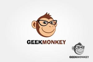 geek affe logo zeichentrickfigur. intelligente tierlogoillustration. vektor