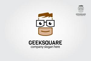 geek quadratische vektorlogoillustration. Diese Logovorlage ist eine ausgezeichnete Logovorlage, die sich hervorragend für Online-Geschäfte, Blogs, Medien, Softwareunternehmen oder alles, was mit Computer und Digital zu tun hat, eignet. vektor