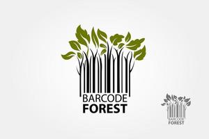 Barcode-Wald-Vektor-Logo-Vorlage. Waldlogo-Symbol als Barcode stilisiert. Das Barcode-Finder-Vektorlogo ist für alle Arten von Unternehmen konzipiert. Es besteht aus einfachen Formen und sieht professionell aus. vektor