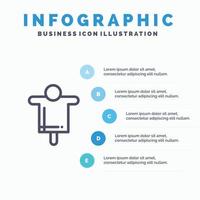 Landwirtschaft Bauernhof Landwirtschaft Vogelscheuche Liniensymbol mit 5 Schritten Präsentation Infografiken Hintergrund vektor