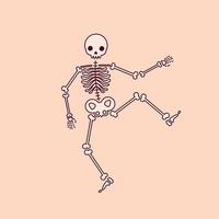 Zeichnung eines lustigen Skeletts auf hellem Hintergrund. vektor