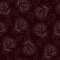 einfarbiges, nahtloses Muster mit gravierten Rosen auf kontrastarmem Hintergrund. Vektor-Illustration. vektor